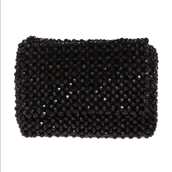 NWT La Regale macrame black bead mini bag - Picture 5 of 8